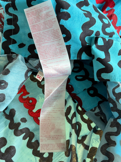 Marni Blue & Black Script Logo Button Up Shirt