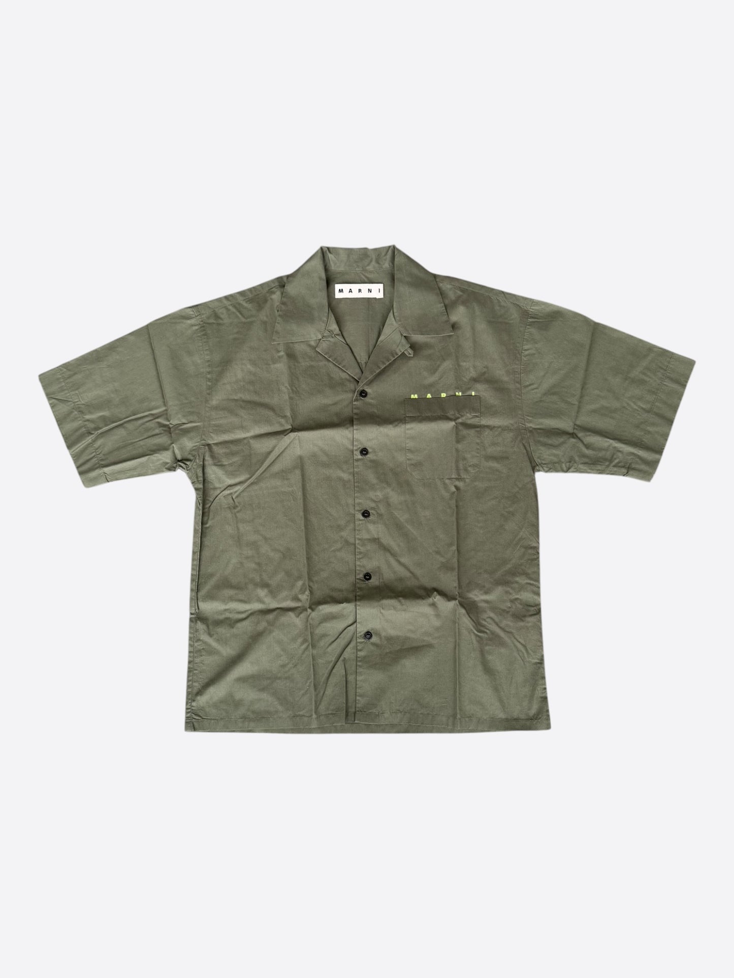 Marni Green Embroidered Logo Button Up Shirt