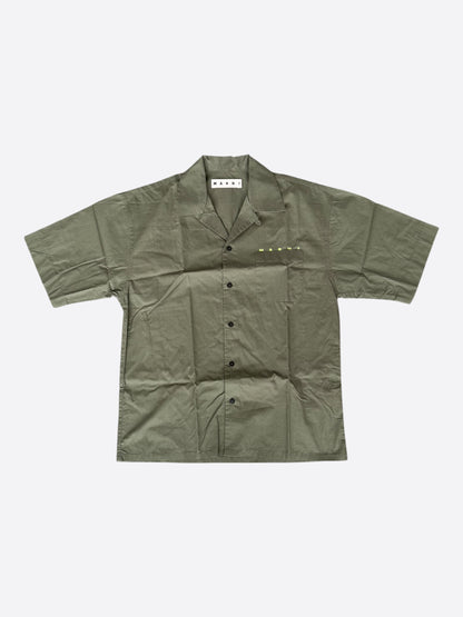 Marni Green Embroidered Logo Button Up Shirt