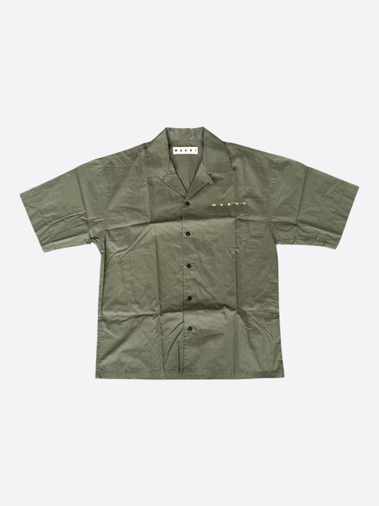 Marni Green Embroidered Logo Button Up Shirt