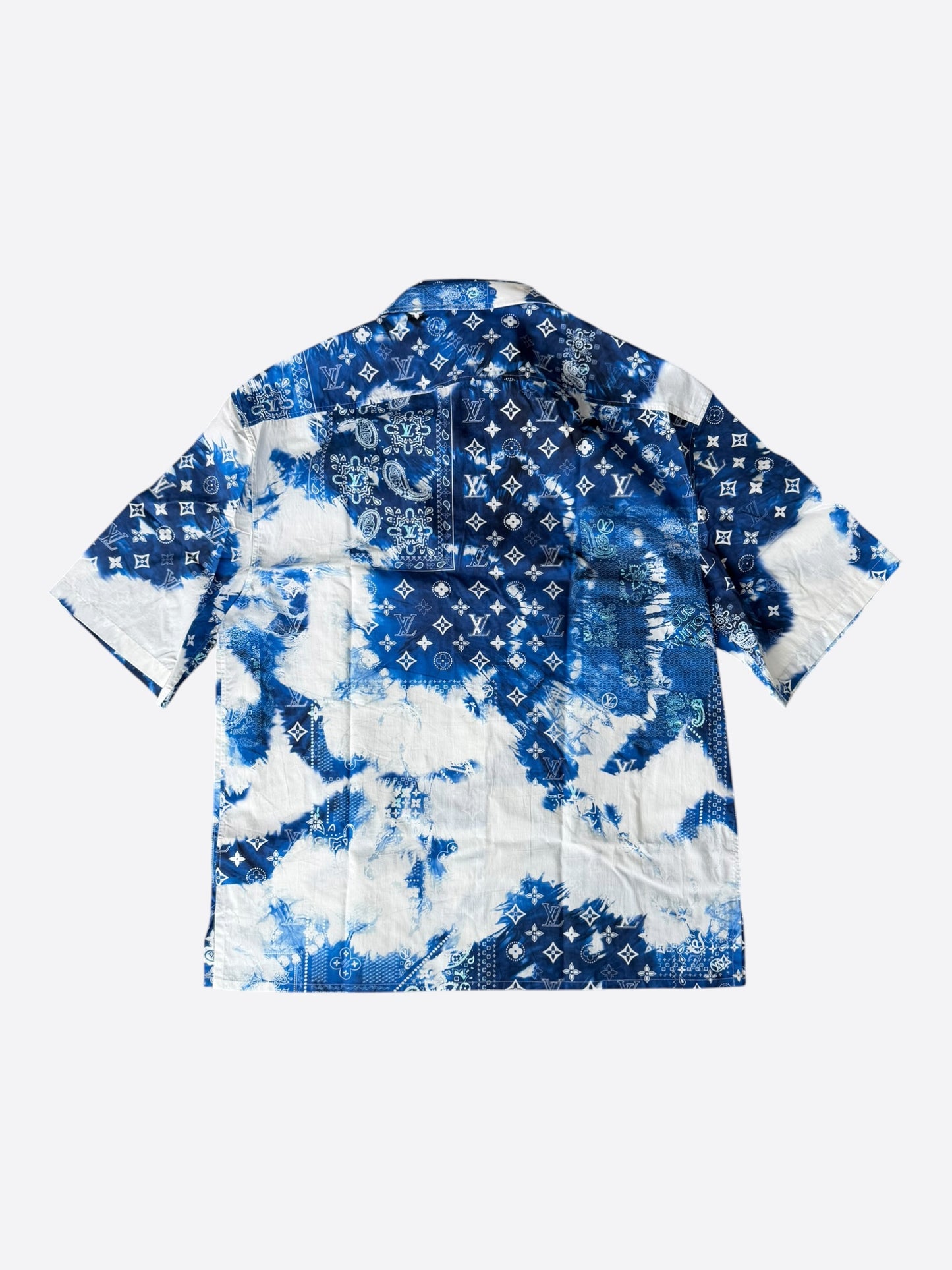 Louis Vuitton Blue Bleached Bandana Monogram Button Up Shirt