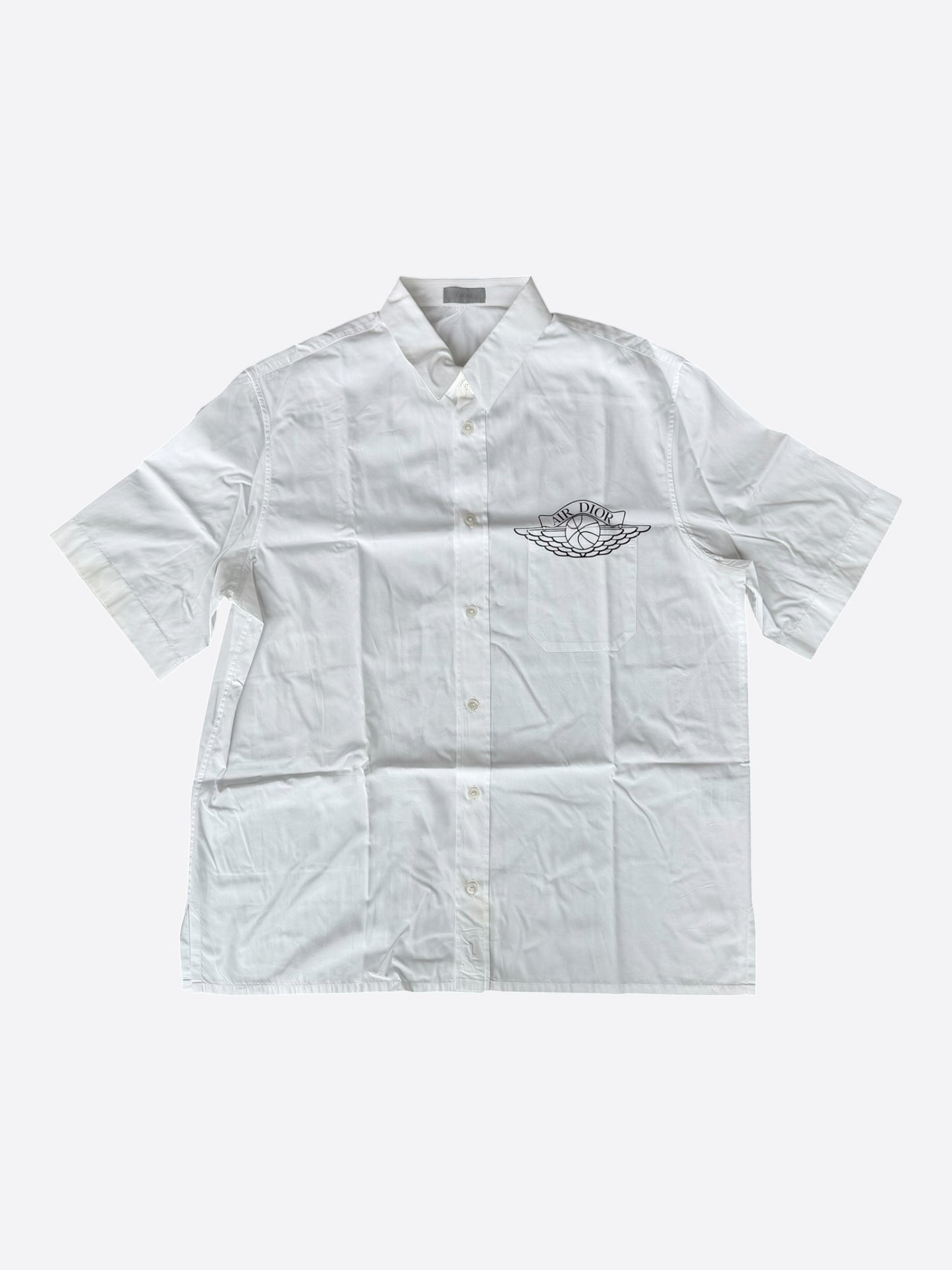 Dior Air Jordan White & Black Logo Button Up T-Shirt