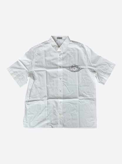 Dior Air Jordan White & Black Logo Button Up T-Shirt