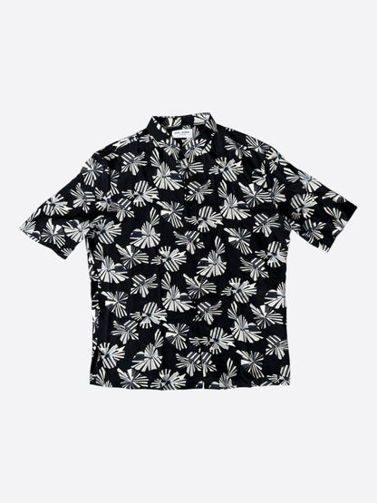 Saint Laurent Black & White Origami Silk Button Up Shirt