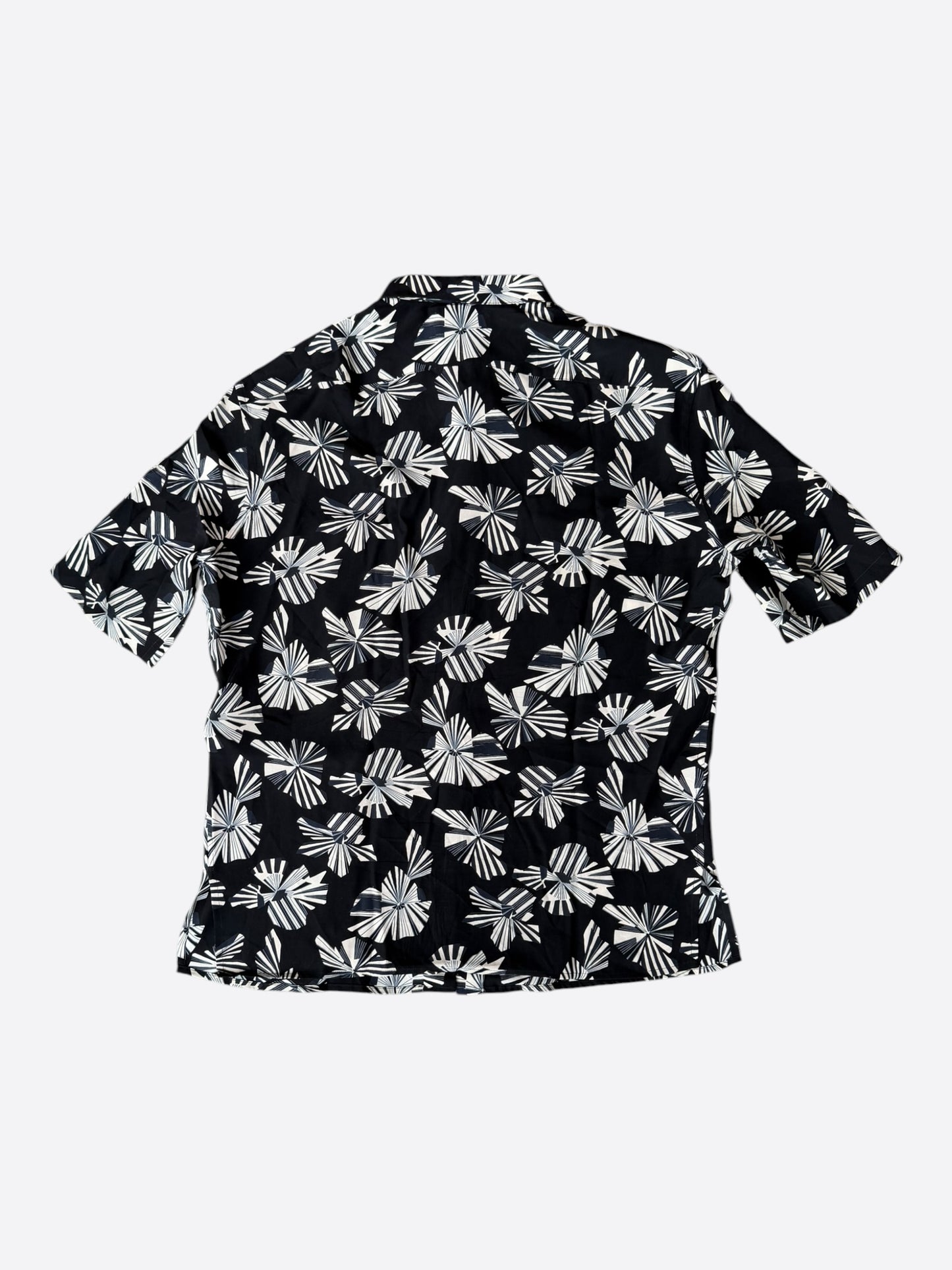 Saint Laurent Black & White Origami Silk Button Up Shirt