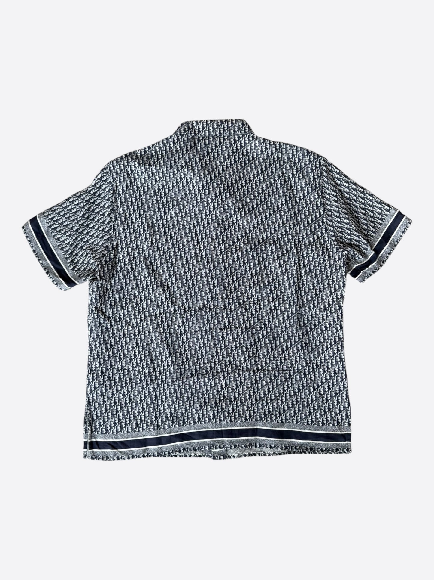 Dior White & Blue Oblique Button Up Shirt
