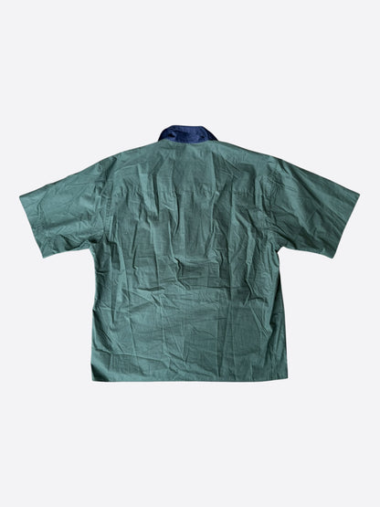 Marni Green & Navy Embroidered Logo Button Up Shirt