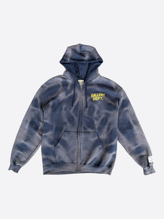 Gallery Dept Sunfaded Navy & Yellow Logo Zip Up Hoodie