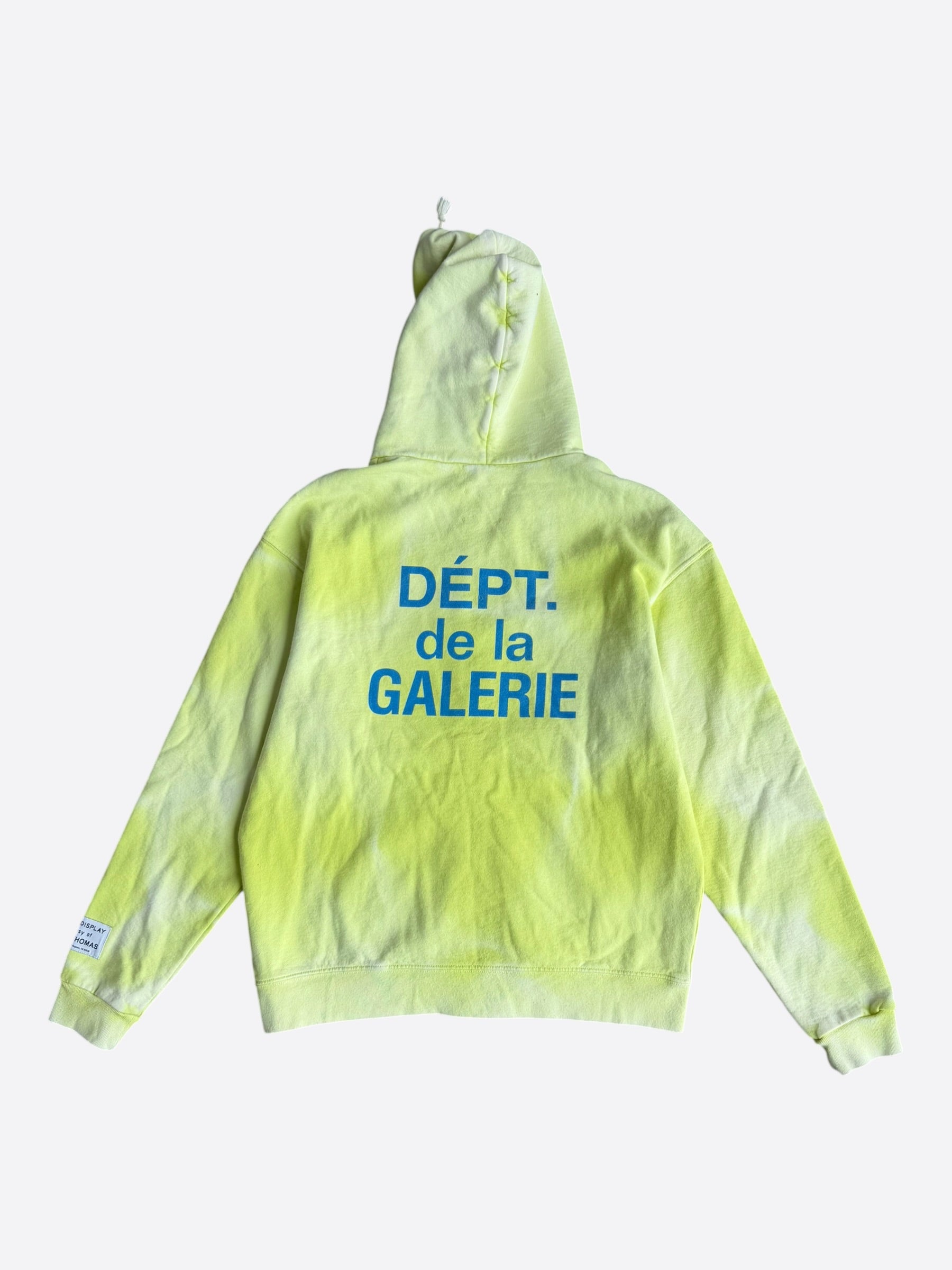 トップス GALLERY DEPT. FRENCH LOGO TIE DYE HOODIE Gallery Dept Lime Green Sun Faded French Logo Zip Up Hoodie