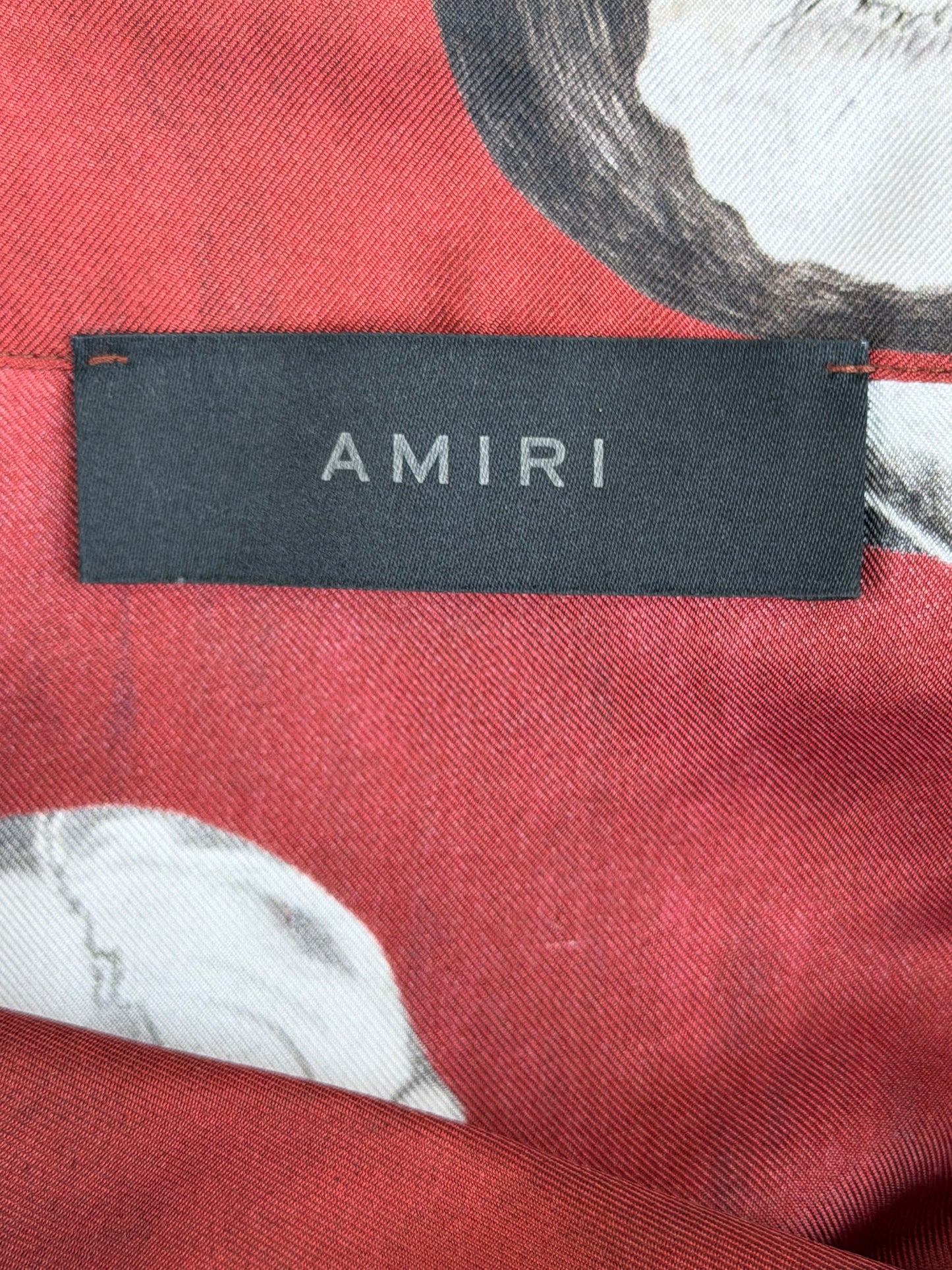 Amiri Red Skulls Silk Button Up Shirt