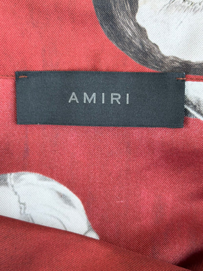 Amiri Red Skulls Silk Button Up Shirt