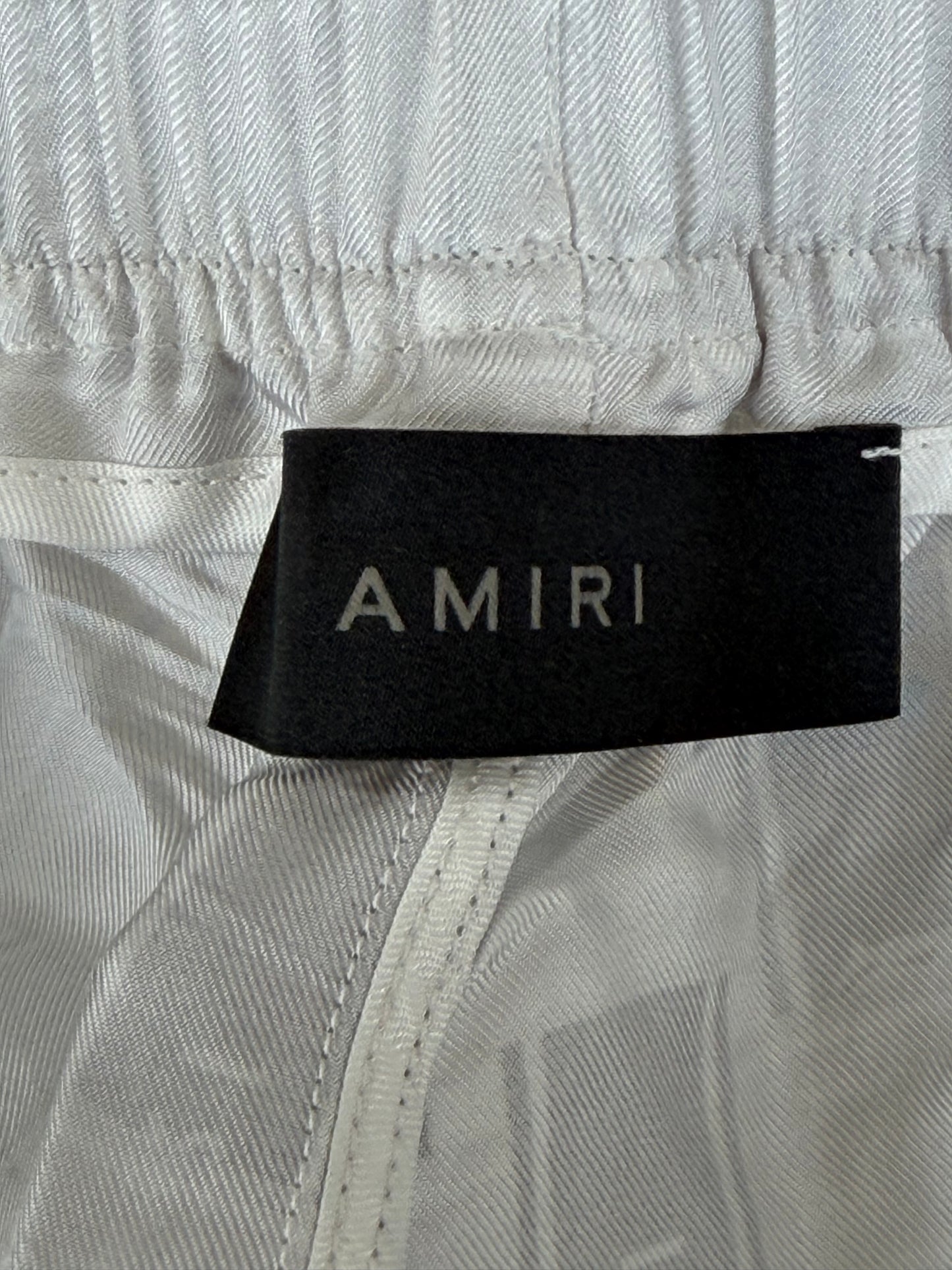 Amiri Grey & White Gradient Tape Logo Silk Shorts