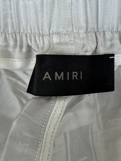 Amiri Grey & White Gradient Tape Logo Silk Shorts