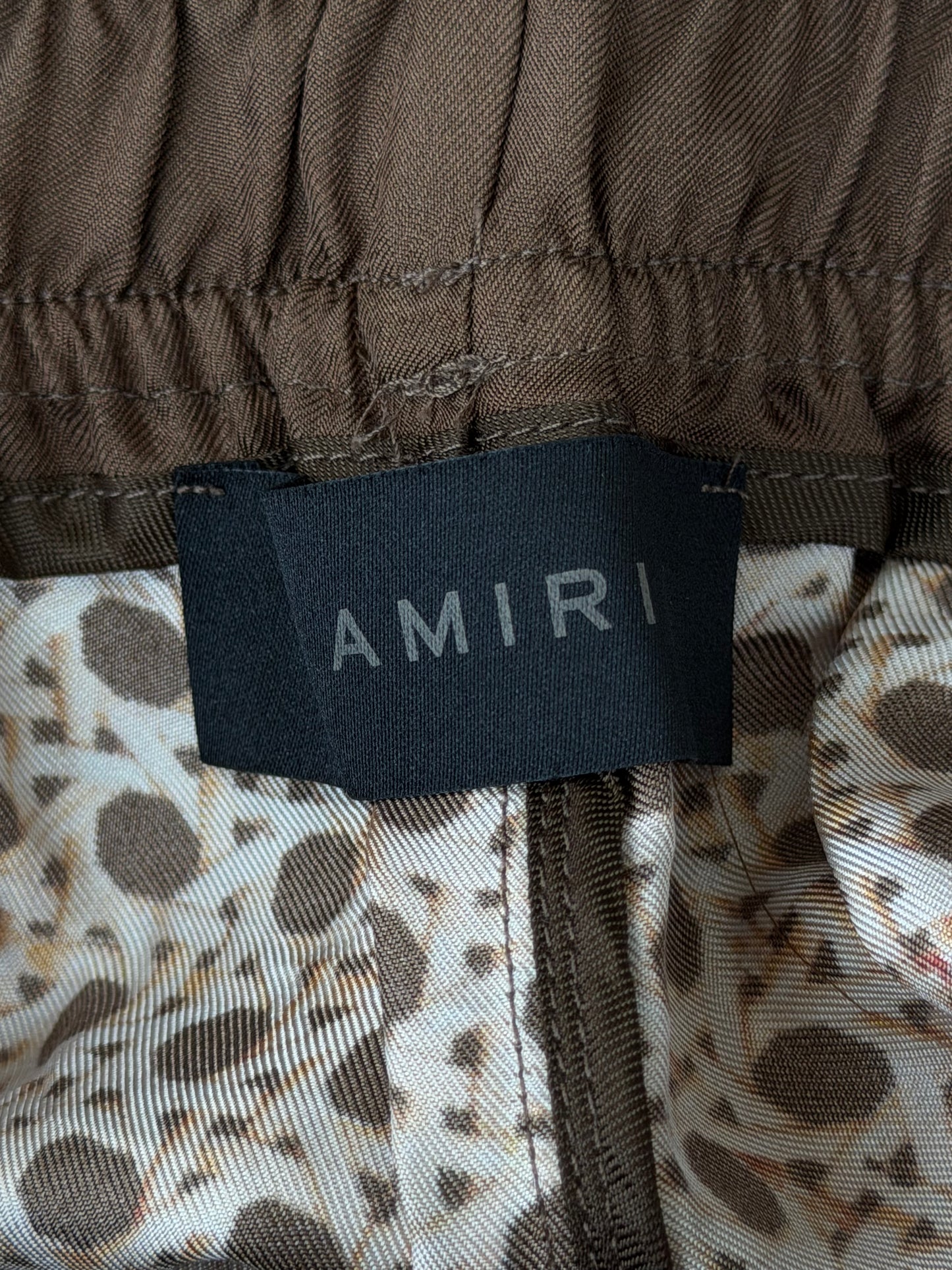 Amiri Brown Weave Pattern Silk Shorts