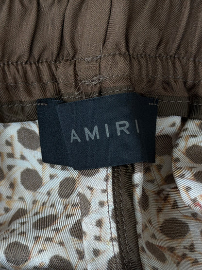 Amiri Brown Weave Pattern Silk Shorts