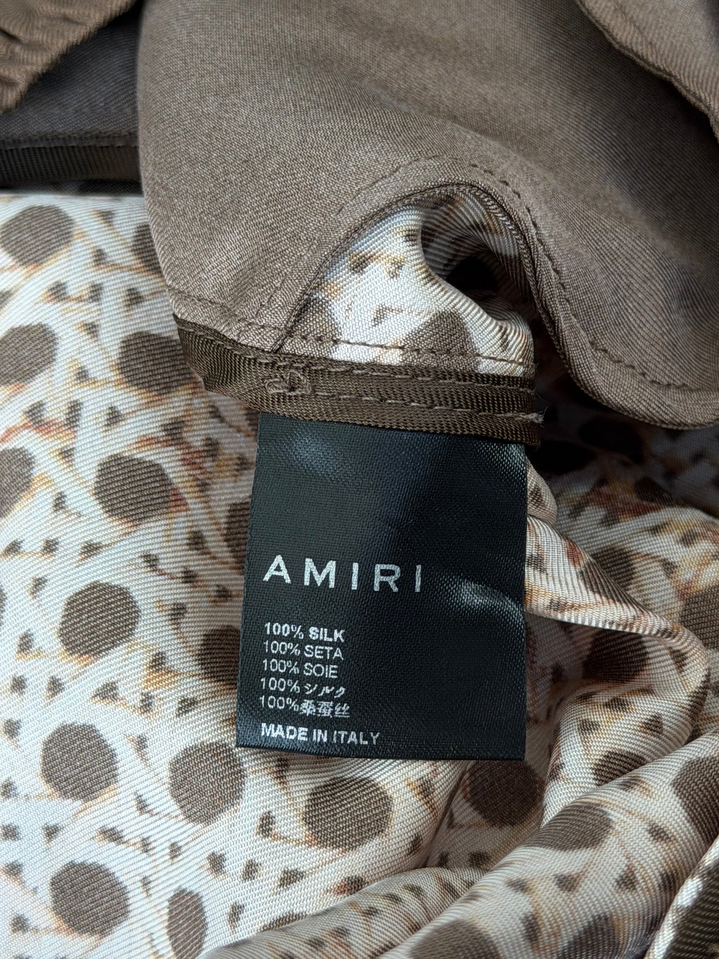 Amiri Brown Weave Pattern Silk Shorts