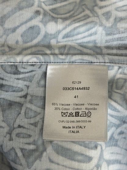 Dior Stussy Blue Wavy Print Button Up Shirt