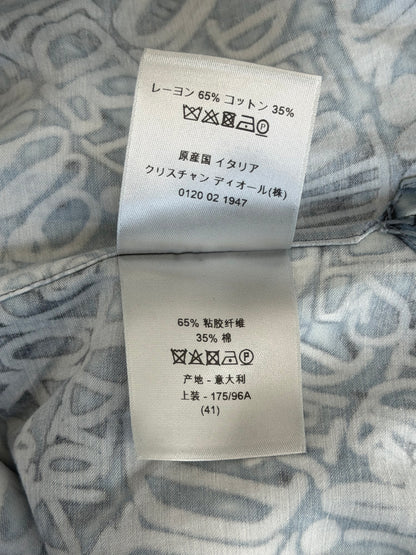 Dior Stussy Blue Wavy Print Button Up Shirt