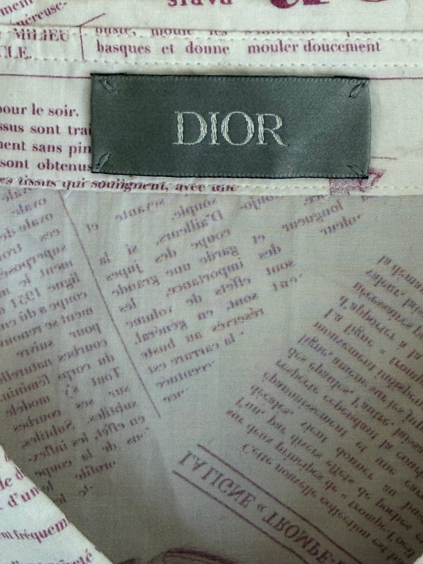 Dior White & Pink Daniel Arsham Newspaper Button Up Shirt