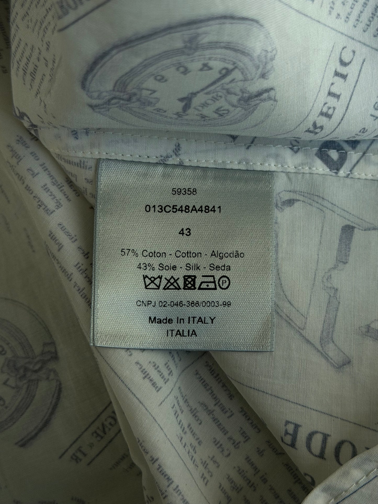 Dior White & Pink Daniel Arsham Newspaper Button Up Shirt
