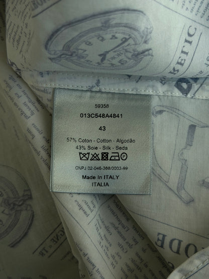 Dior White & Pink Daniel Arsham Newspaper Button Up Shirt