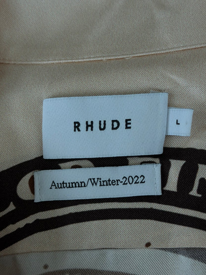 Rhude White & Brown Cigar Camp Button Up Shirt