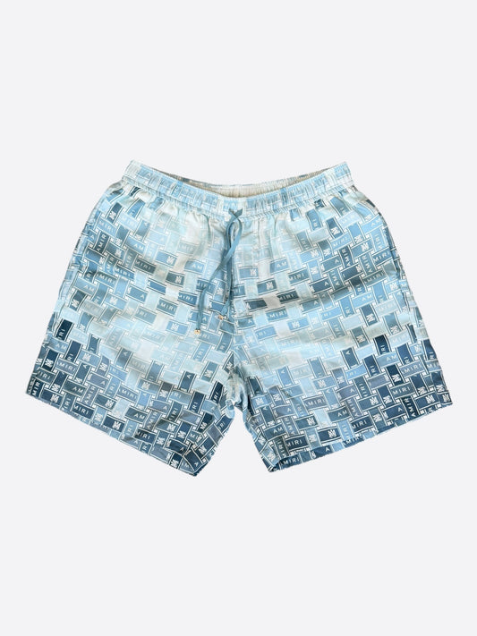 Amiri Blue & White Gradient Tape Logo Silk Shorts