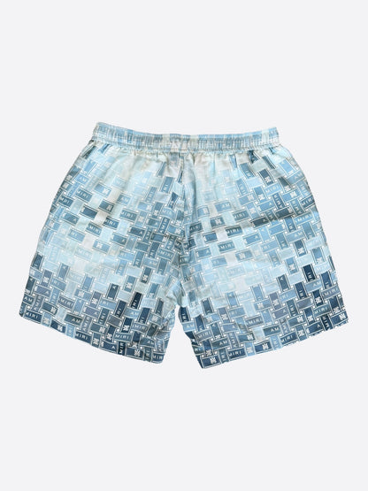 Amiri Blue & White Gradient Tape Logo Silk Shorts