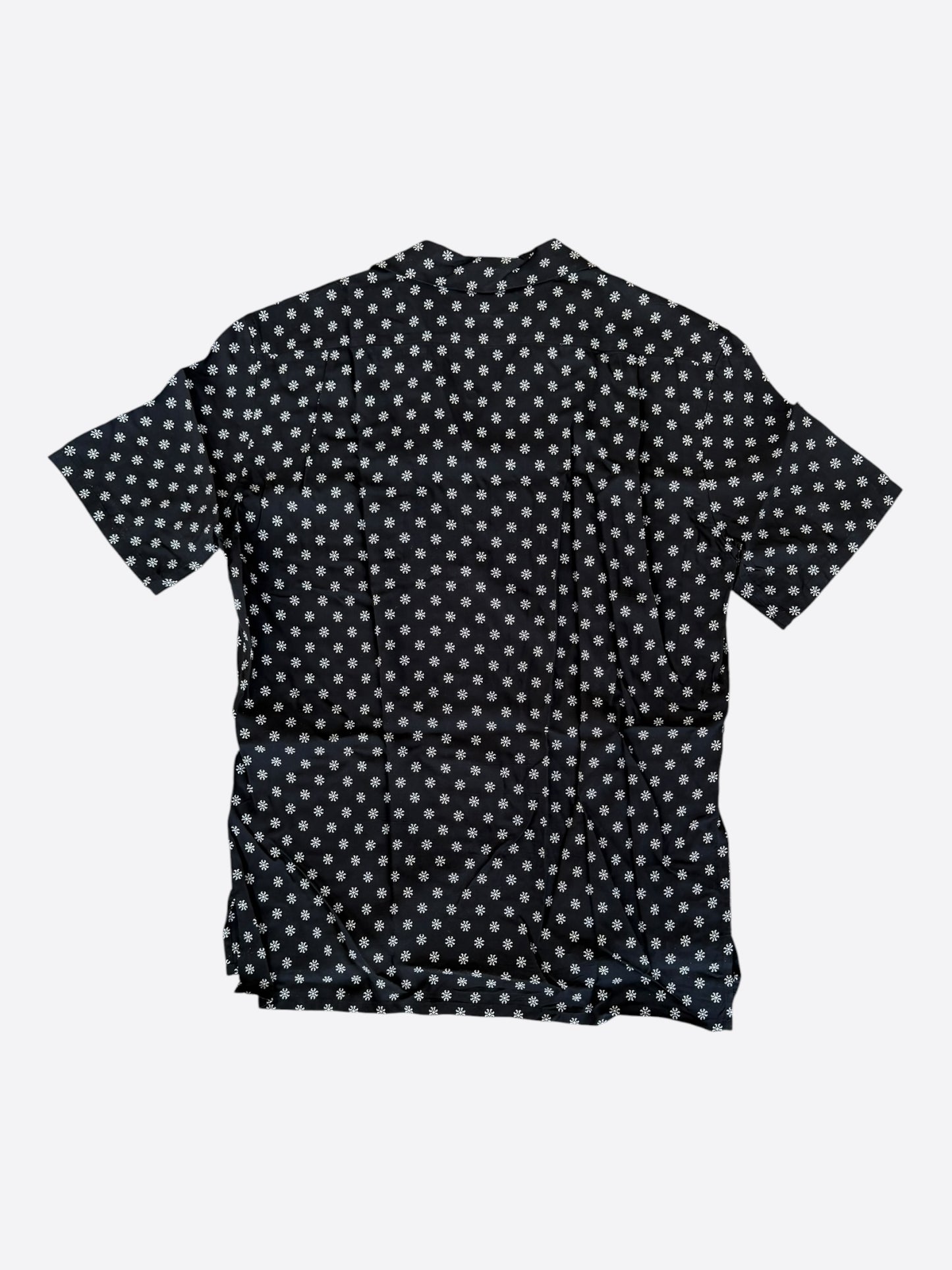 Saint Laurent Black & White Flower Silk Button Up Shirt