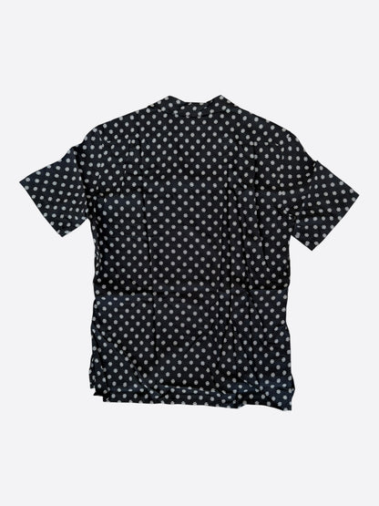 Saint Laurent Black & White Flower Silk Button Up Shirt