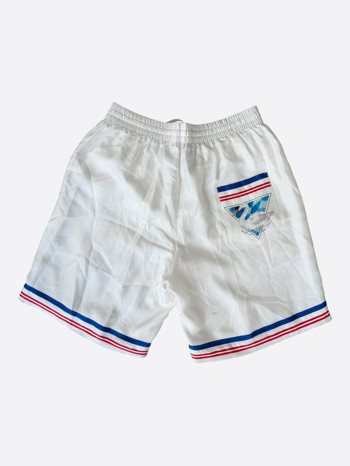 Casablanca White, Blue & Red Par Avion Silk Shorts