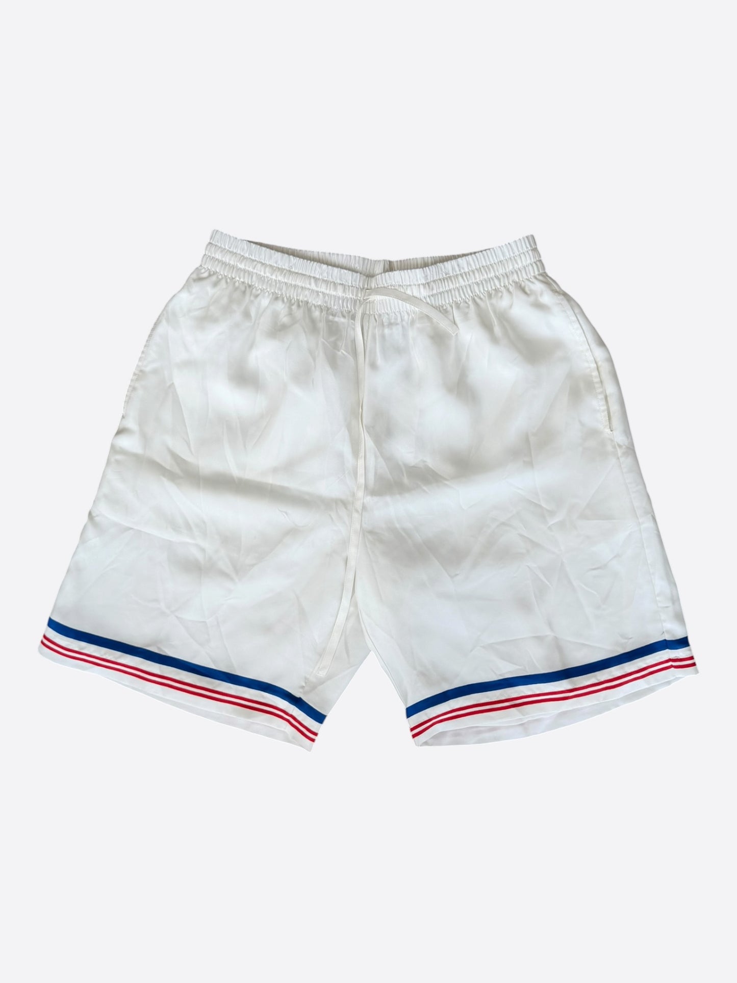 Casablanca White, Blue & Red Par Avion Silk Shorts