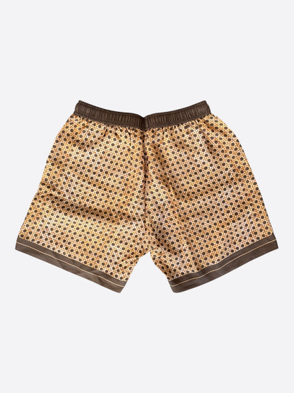 Amiri Brown Weave Pattern Silk Shorts