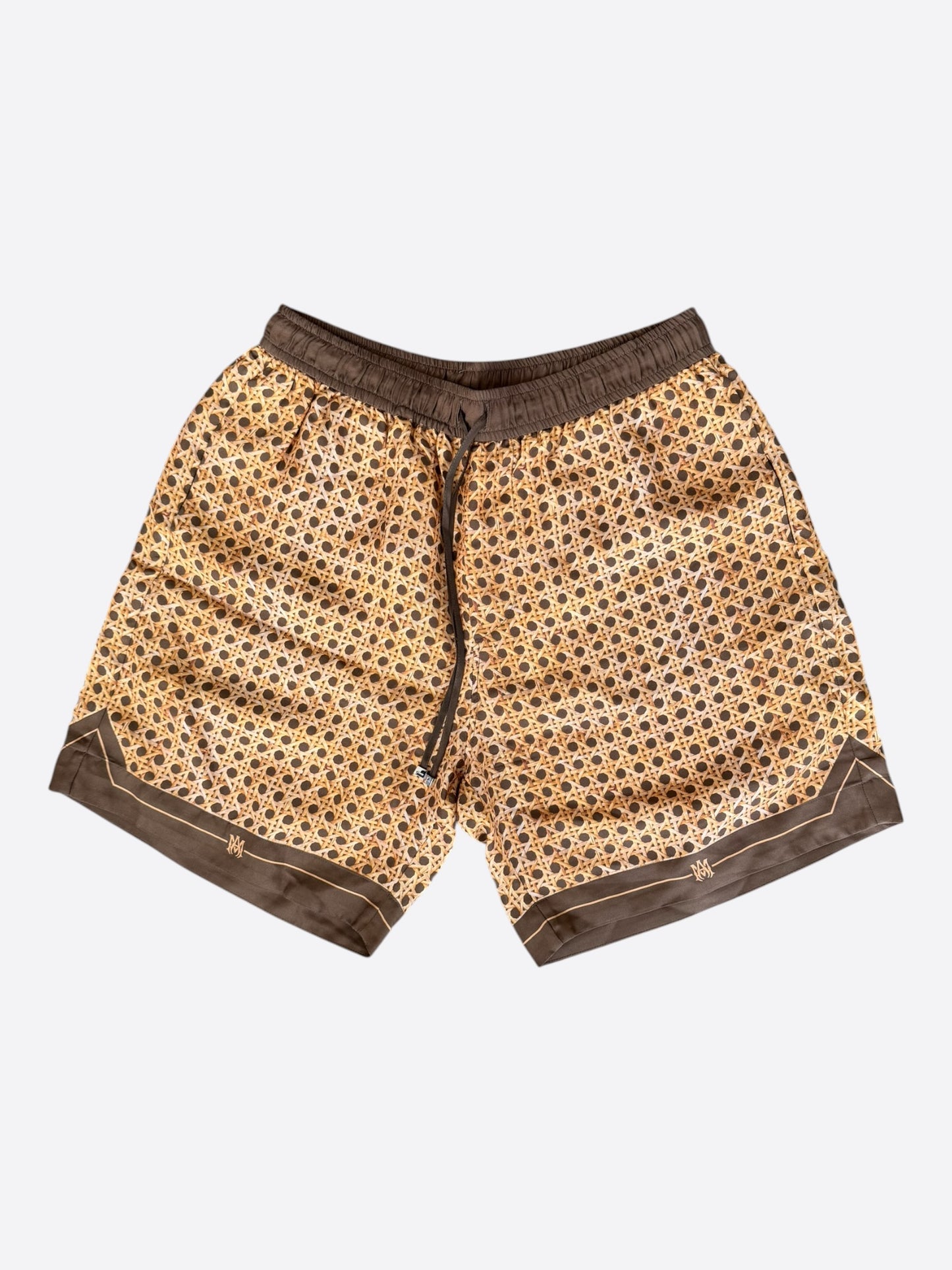 Amiri Brown Weave Pattern Silk Shorts