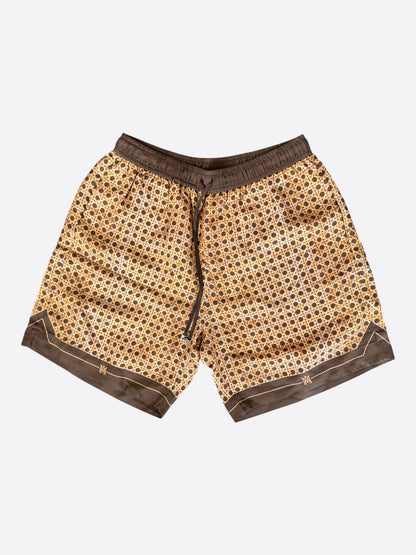 Amiri Brown Weave Pattern Silk Shorts