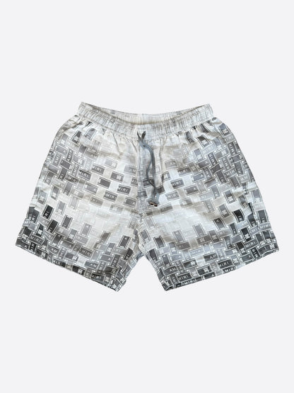 Amiri Grey & White Gradient Tape Logo Silk Shorts