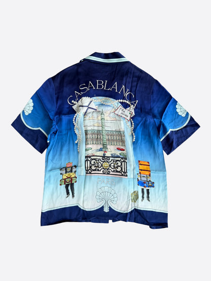 Casablance Blue Archway Place Vendome Graphic Button Up Shirt
