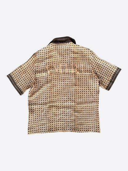 Amiri Brown Weave Pattern Silk Button Up Short