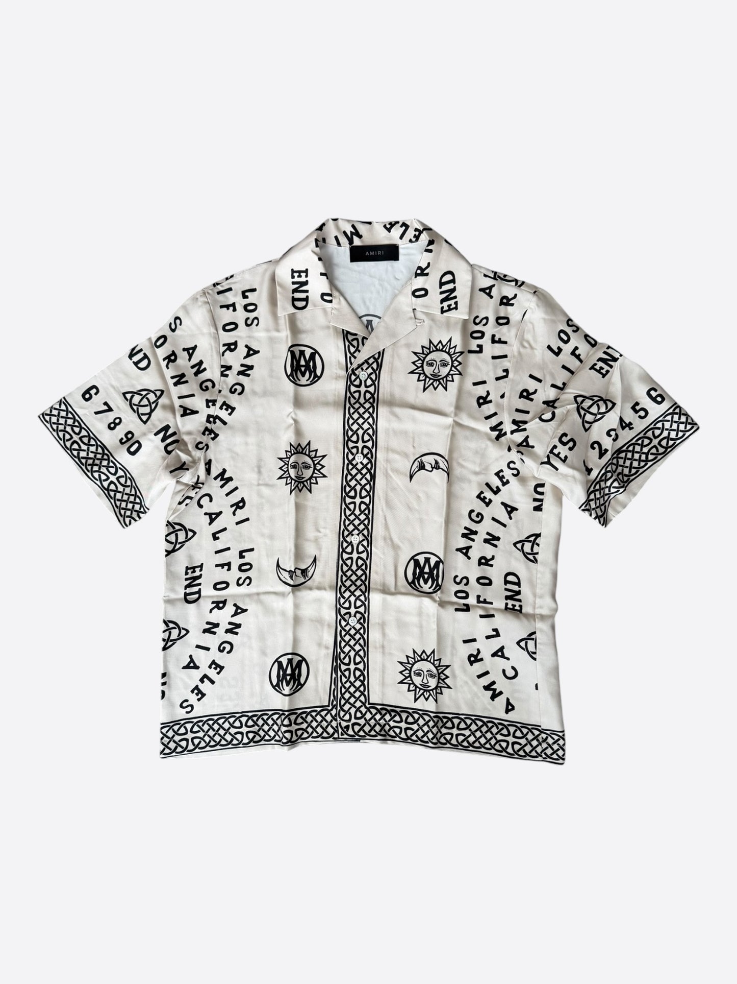 Amiri White & Black Ouija Graphic Silk Button Up Shirt
