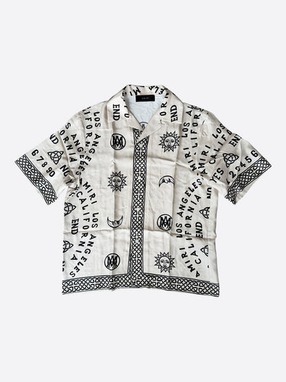 Amiri White & Black Ouija Graphic Silk Button Up Shirt