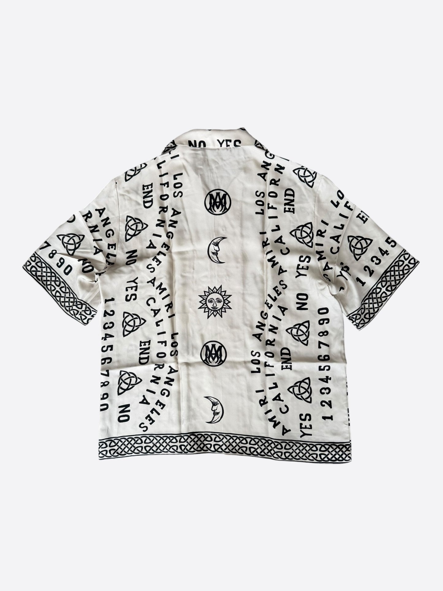 Amiri White & Black Ouija Graphic Silk Button Up Shirt