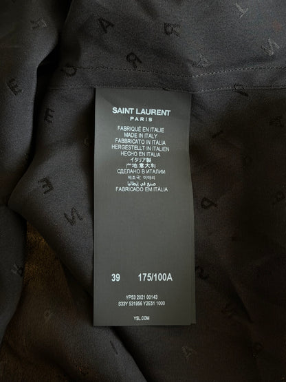 Saint Laurent Black Letters Silk Button Up Shirt