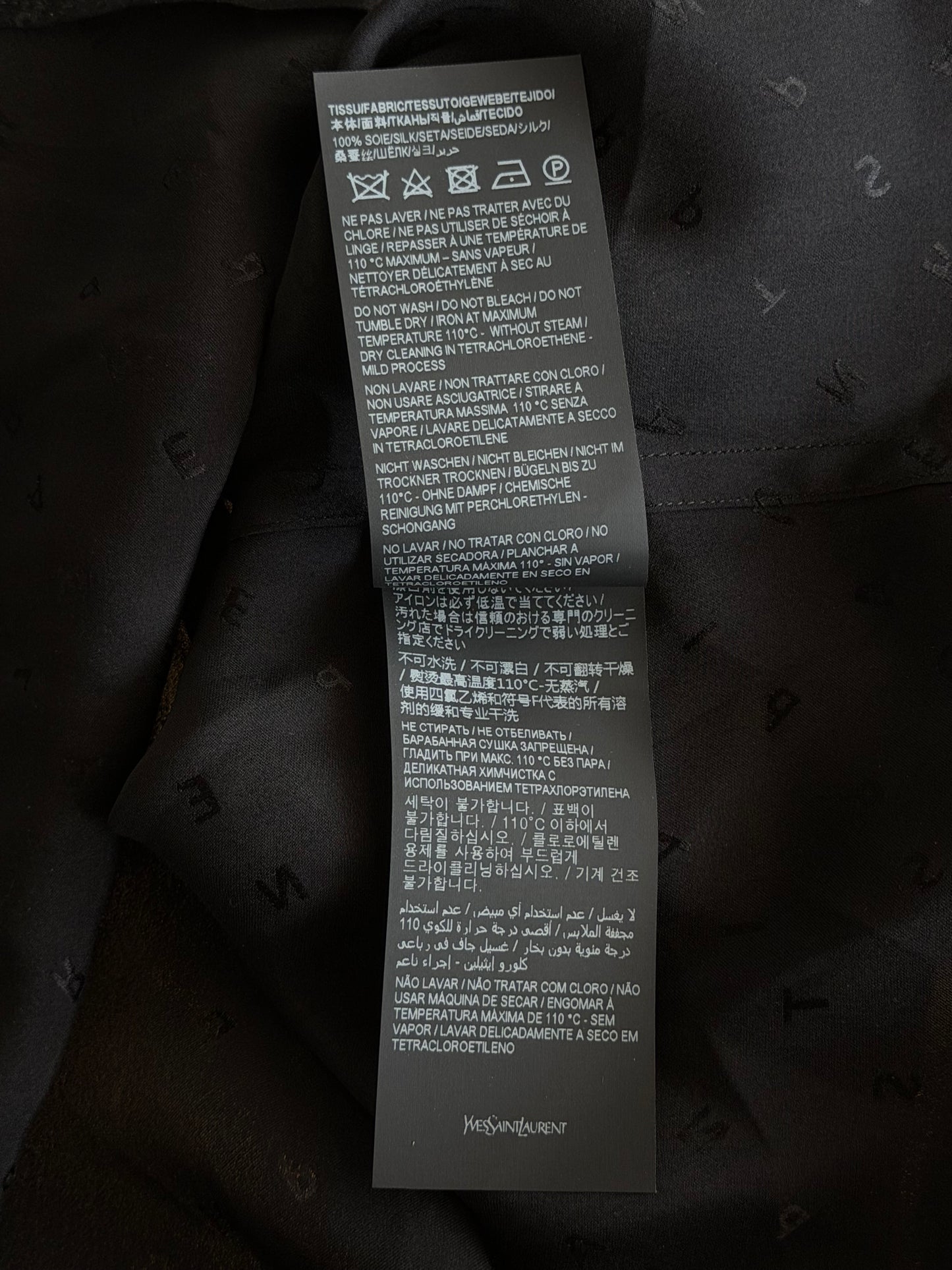 Saint Laurent Black Letters Silk Button Up Shirt