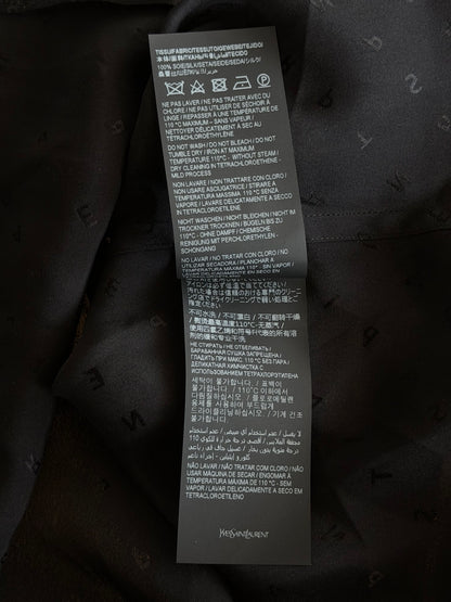 Saint Laurent Black Letters Silk Button Up Shirt