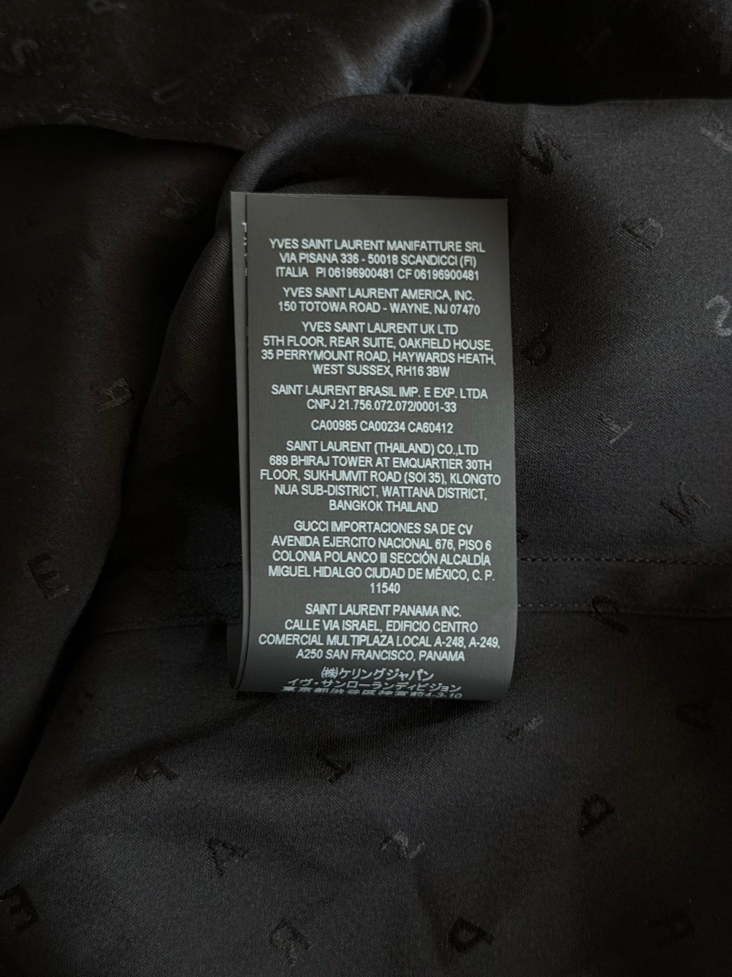 Saint Laurent Black Letters Silk Button Up Shirt