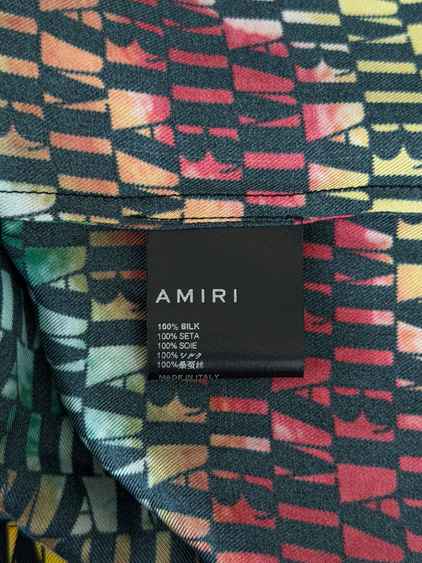 Amiri Multicolor Logo Silk Button Up Shirt