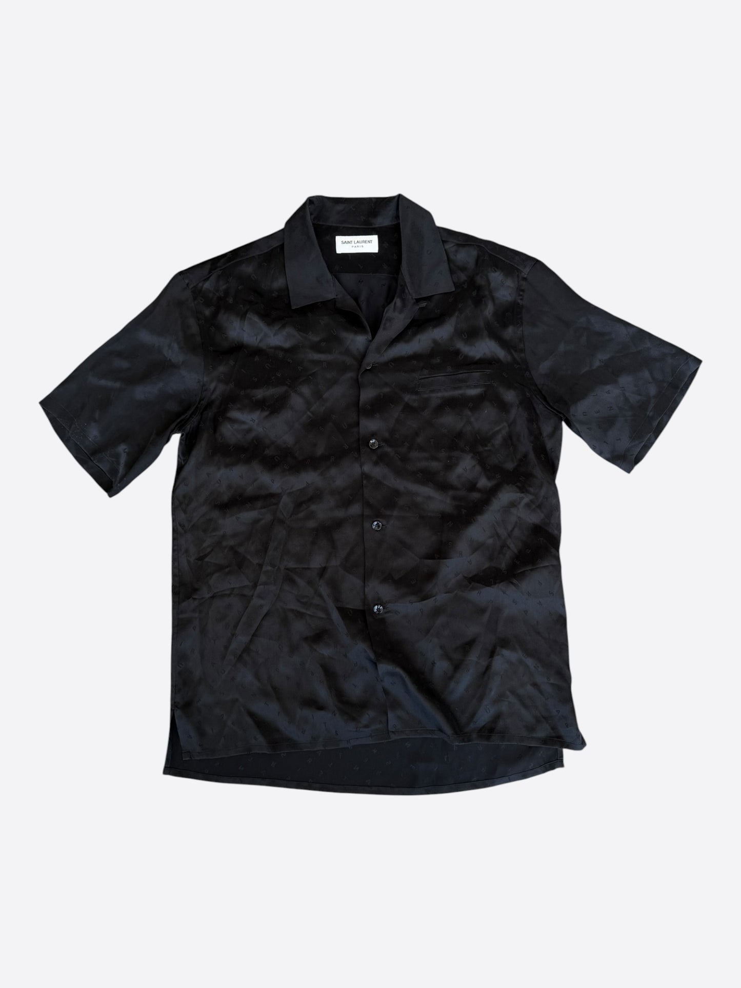 Saint Laurent Black Letters Silk Button Up Shirt