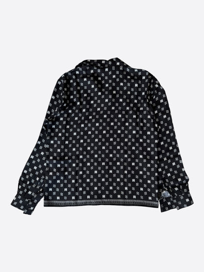 Amiri Black & White Paisley MA Logo Silk Button Up Short
