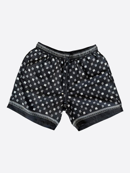 Amiri Black Paisley MA Logo Silk Shorts