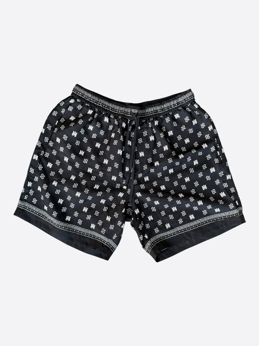 Amiri Black Paisley MA Logo Silk Shorts